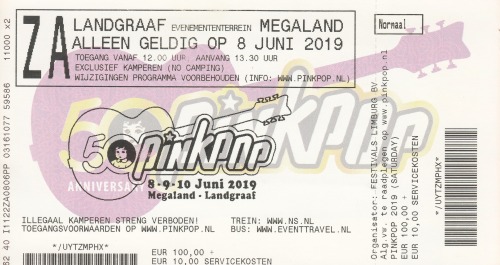Golden Earring show ticket Pinkpop festival June 08 2019